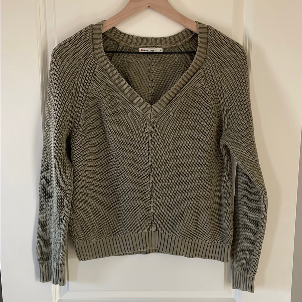 Marine Layer Olive Green V-Neck Sweater, sz S
